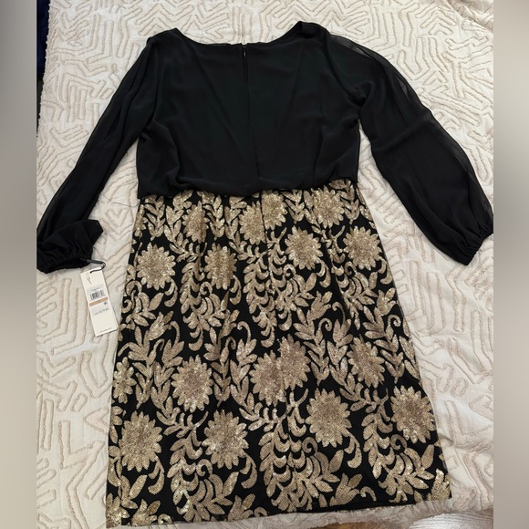 BNWT Calvin Klein Womens Black Sequined Blouson Party Cocktail Dress - Picture 2 of 7